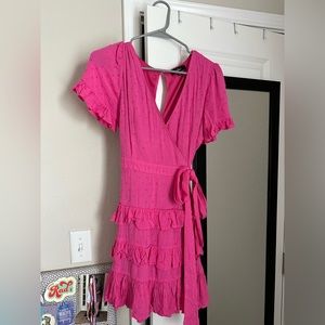 Lulus Hot Pink Mini Wrap Dress